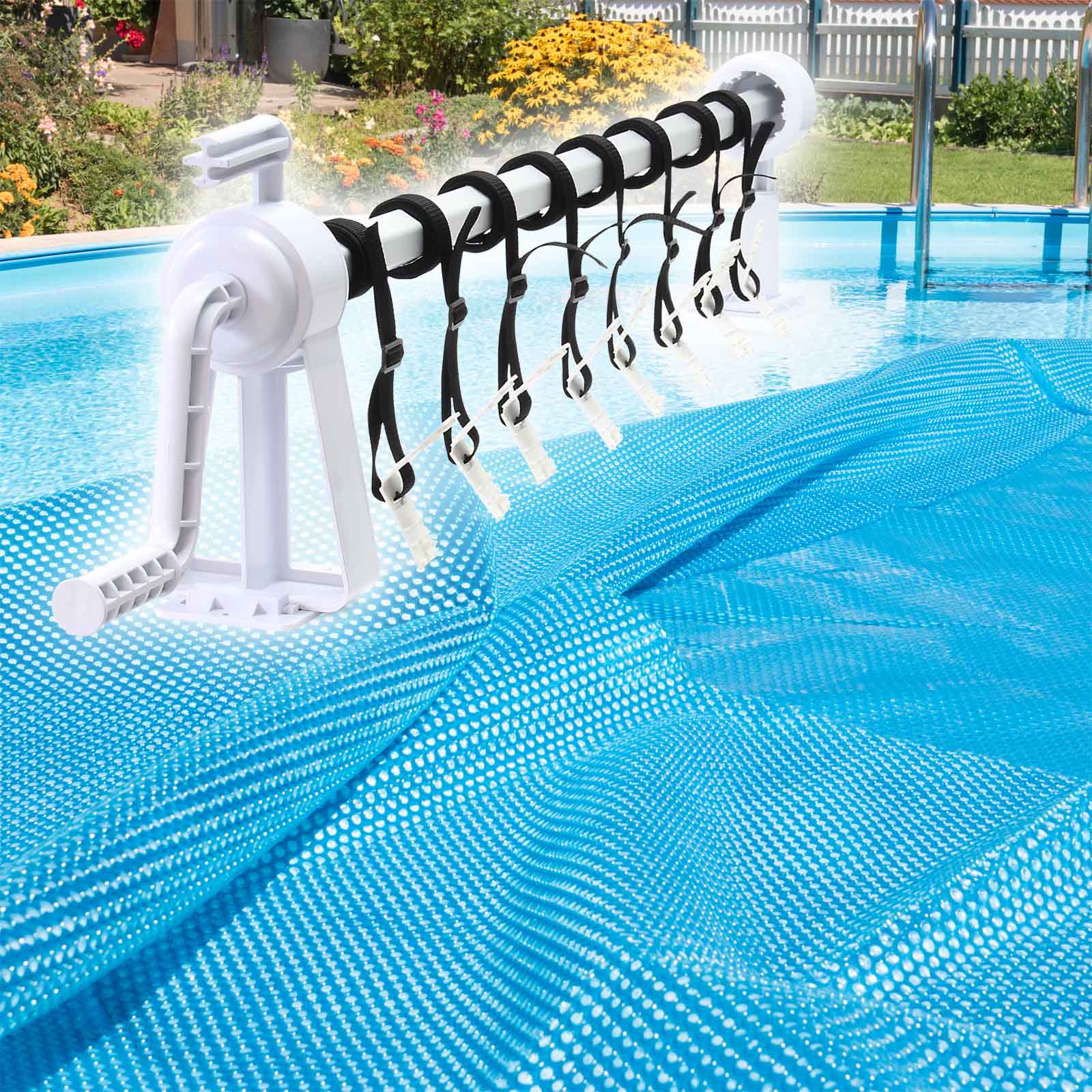 Reel for Pool Covers and Solar Covers 1-6m including 8 Fixing Strap Pool  Roller System